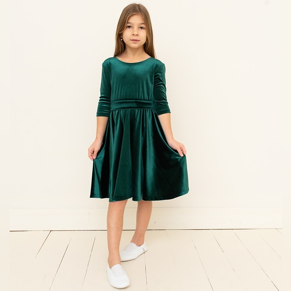 ❗️NEW❗️ Coral Velvet A Line Midi Girls Dress - Picture 7 of 11